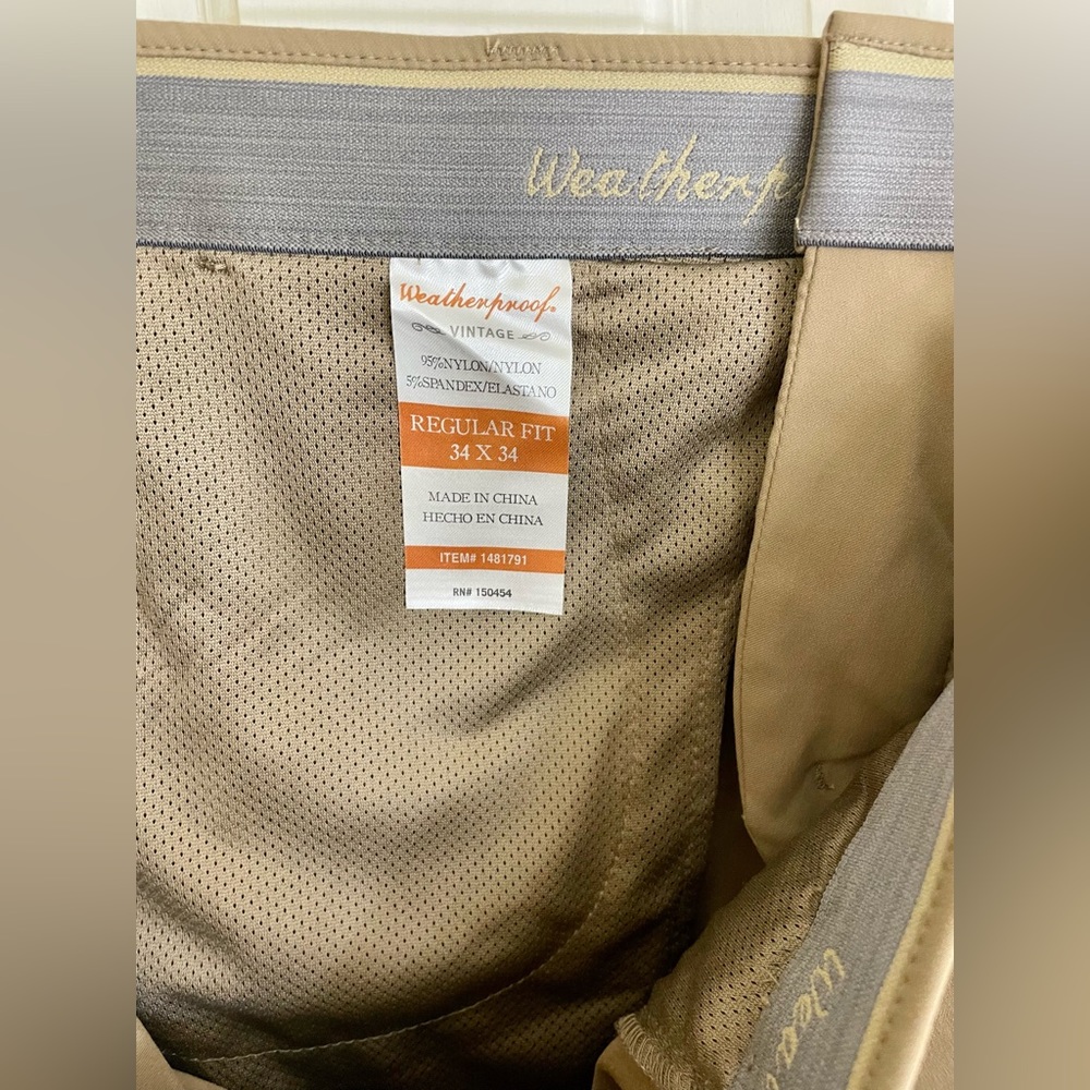Original Weatherproof Vintage Straight Fit Chino Pants Men's W34xL34 Brown - Picture 3 of 3